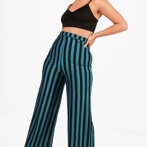 Boohoo plus sophia stripe wide leg trouser - teal